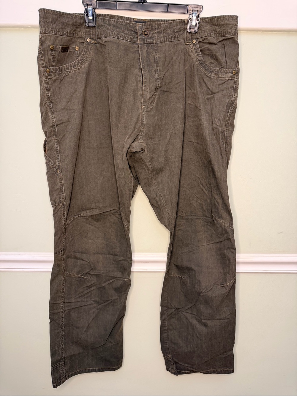 KUHL Revolvr Pants Men 40x32 Olive Green Vintage Patina Dye Cotton Utility